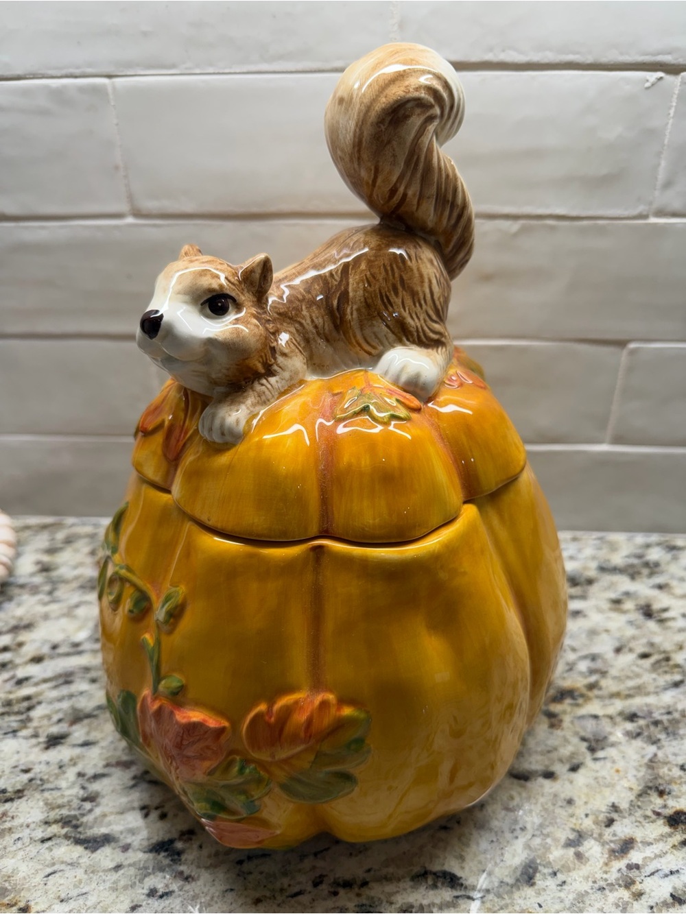 Pier 1 fall Squirrel Ceramic Decorative Jar
